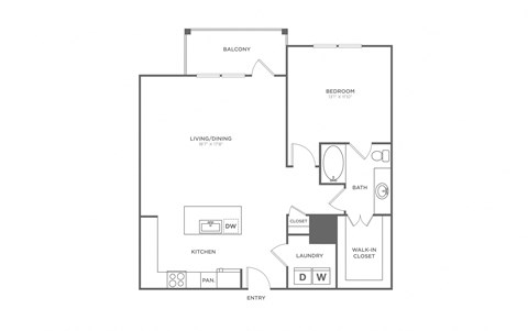 a floor plan of a 1 bedroom floor plan